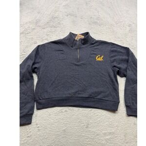 UC Berkeley Cal Golden Bears Navy Quarter Zip Cropped Sweatshirt Womens M